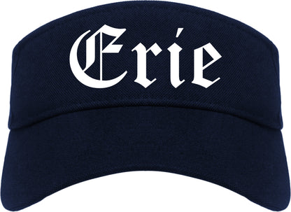 Erie Pennsylvania PA Old English Mens Visor Cap Hat Navy Blue