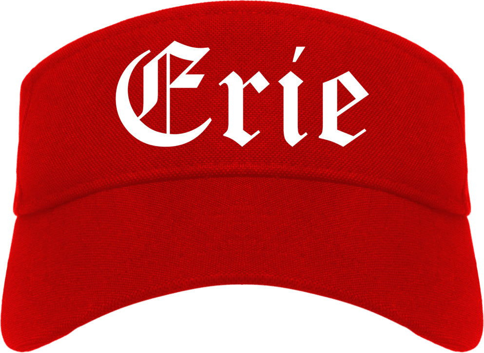 Erie Pennsylvania PA Old English Mens Visor Cap Hat Red