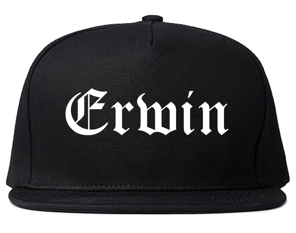 Erwin North Carolina NC Old English Mens Snapback Hat Black
