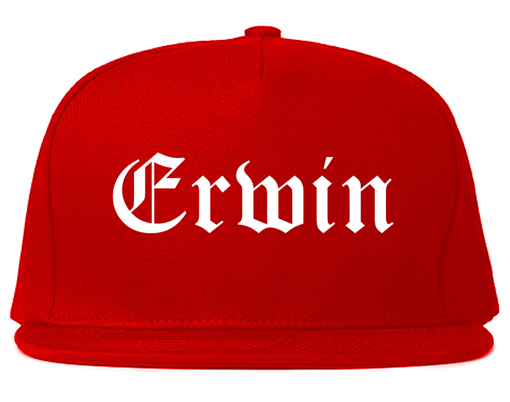 Erwin North Carolina NC Old English Mens Snapback Hat Red