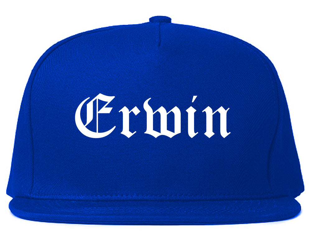 Erwin North Carolina NC Old English Mens Snapback Hat Royal Blue