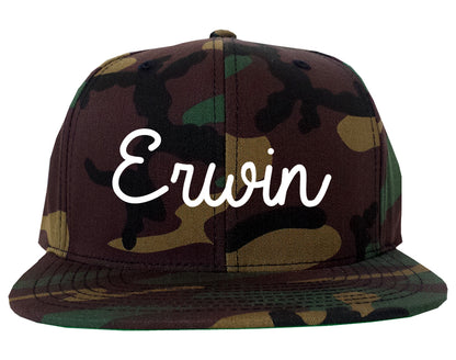 Erwin North Carolina NC Script Mens Snapback Hat Army Camo
