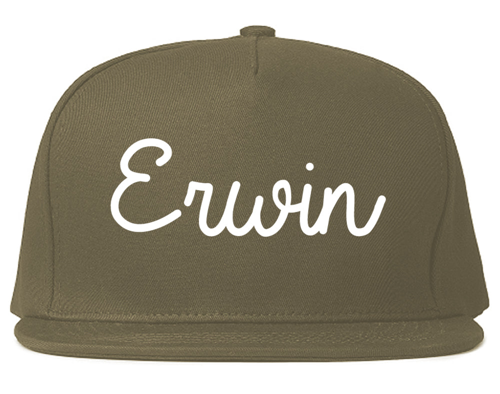 Erwin North Carolina NC Script Mens Snapback Hat Grey