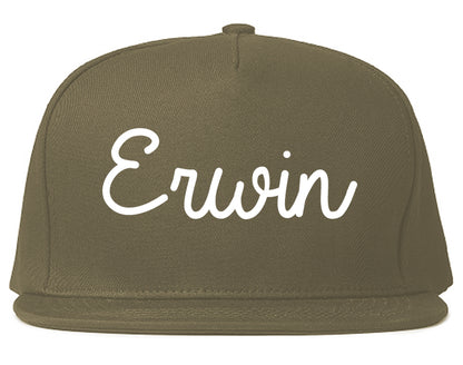 Erwin North Carolina NC Script Mens Snapback Hat Grey
