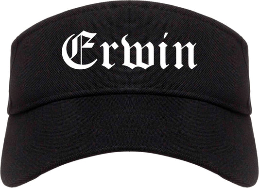 Erwin North Carolina NC Old English Mens Visor Cap Hat Black