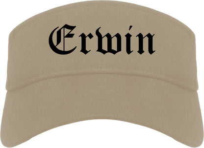 Erwin North Carolina NC Old English Mens Visor Cap Hat Khaki