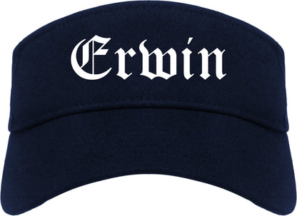 Erwin North Carolina NC Old English Mens Visor Cap Hat Navy Blue