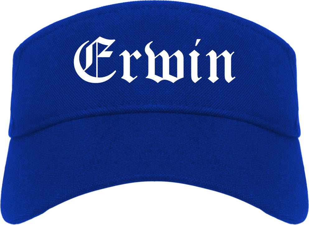 Erwin North Carolina NC Old English Mens Visor Cap Hat Royal Blue