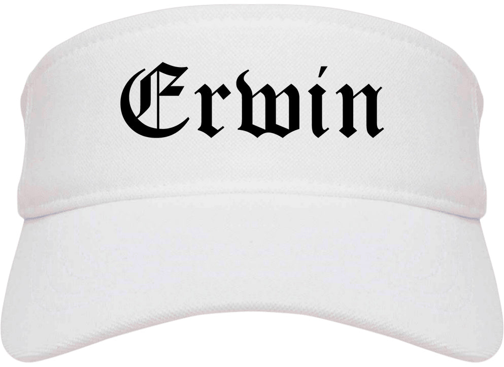 Erwin North Carolina NC Old English Mens Visor Cap Hat White