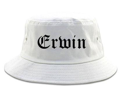 Erwin North Carolina NC Old English Mens Bucket Hat White