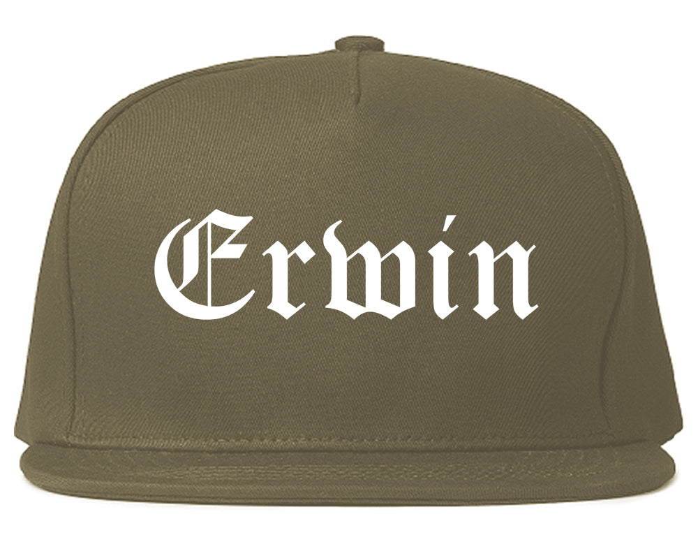 Erwin Tennessee TN Old English Mens Snapback Hat Grey