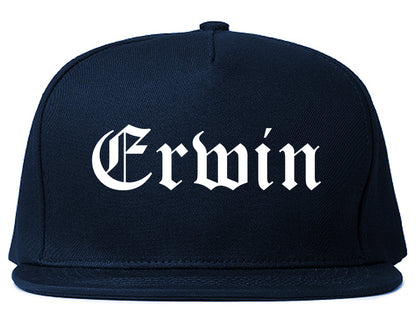 Erwin Tennessee TN Old English Mens Snapback Hat Navy Blue