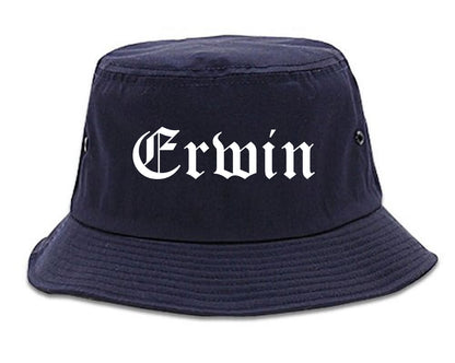 Erwin Tennessee TN Old English Mens Bucket Hat Navy Blue