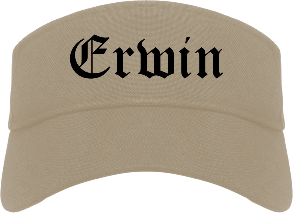 Erwin Tennessee TN Old English Mens Visor Cap Hat Khaki
