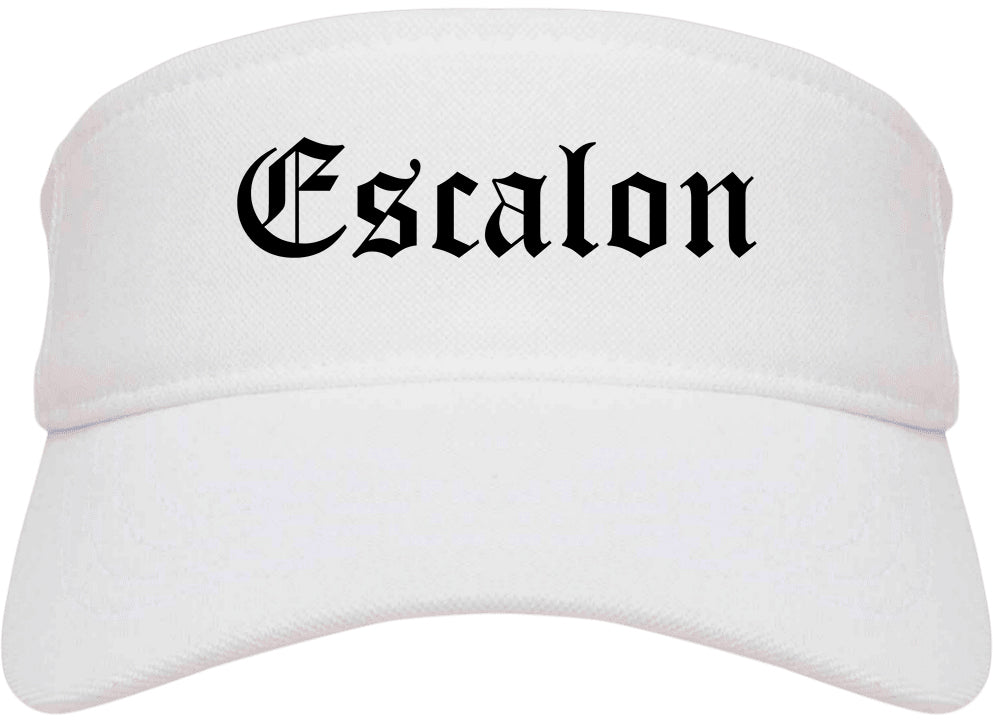 Escalon California CA Old English Mens Visor Cap Hat White