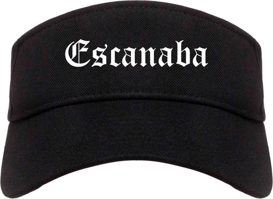 Escanaba Michigan MI Old English Mens Visor Cap Hat Black