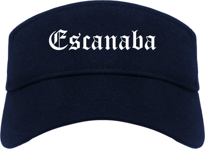 Escanaba Michigan MI Old English Mens Visor Cap Hat Navy Blue