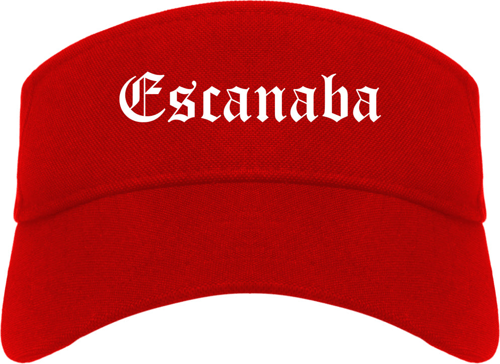 Escanaba Michigan MI Old English Mens Visor Cap Hat Red