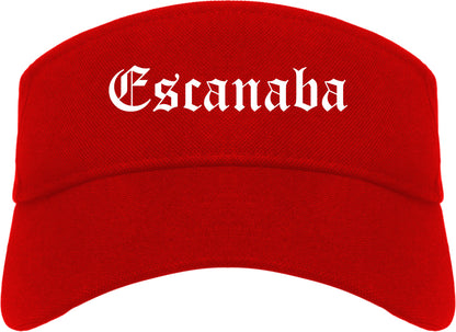 Escanaba Michigan MI Old English Mens Visor Cap Hat Red