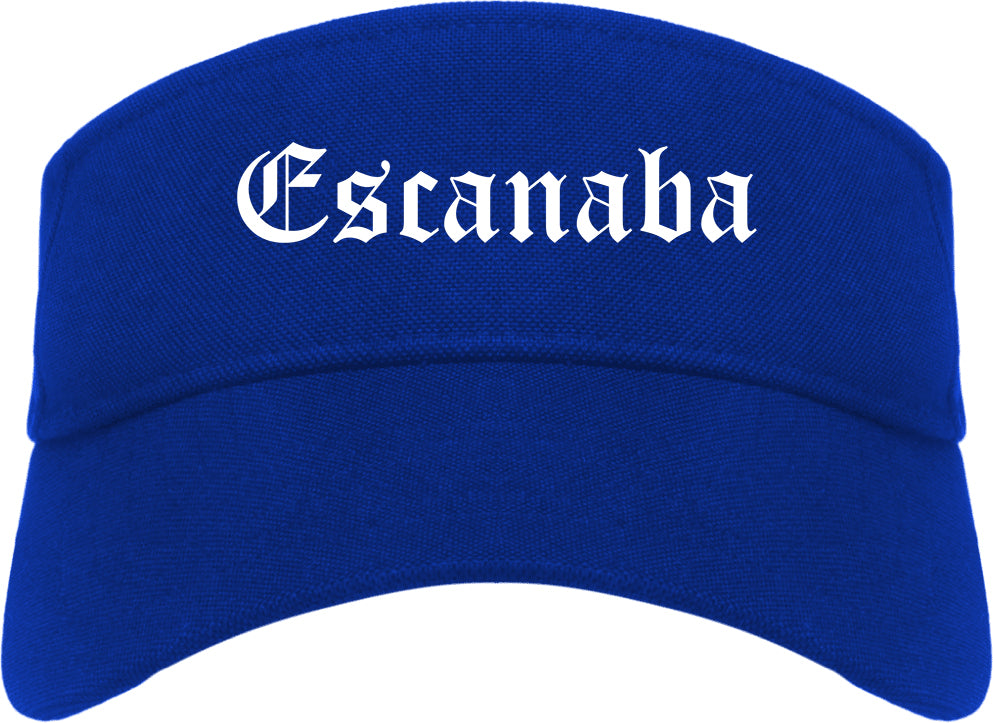 Escanaba Michigan MI Old English Mens Visor Cap Hat Royal Blue