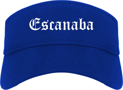 Escanaba Michigan MI Old English Mens Visor Cap Hat Royal Blue