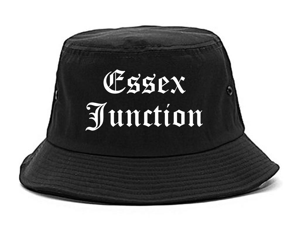 Essex Junction Vermont VT Old English Mens Bucket Hat Black