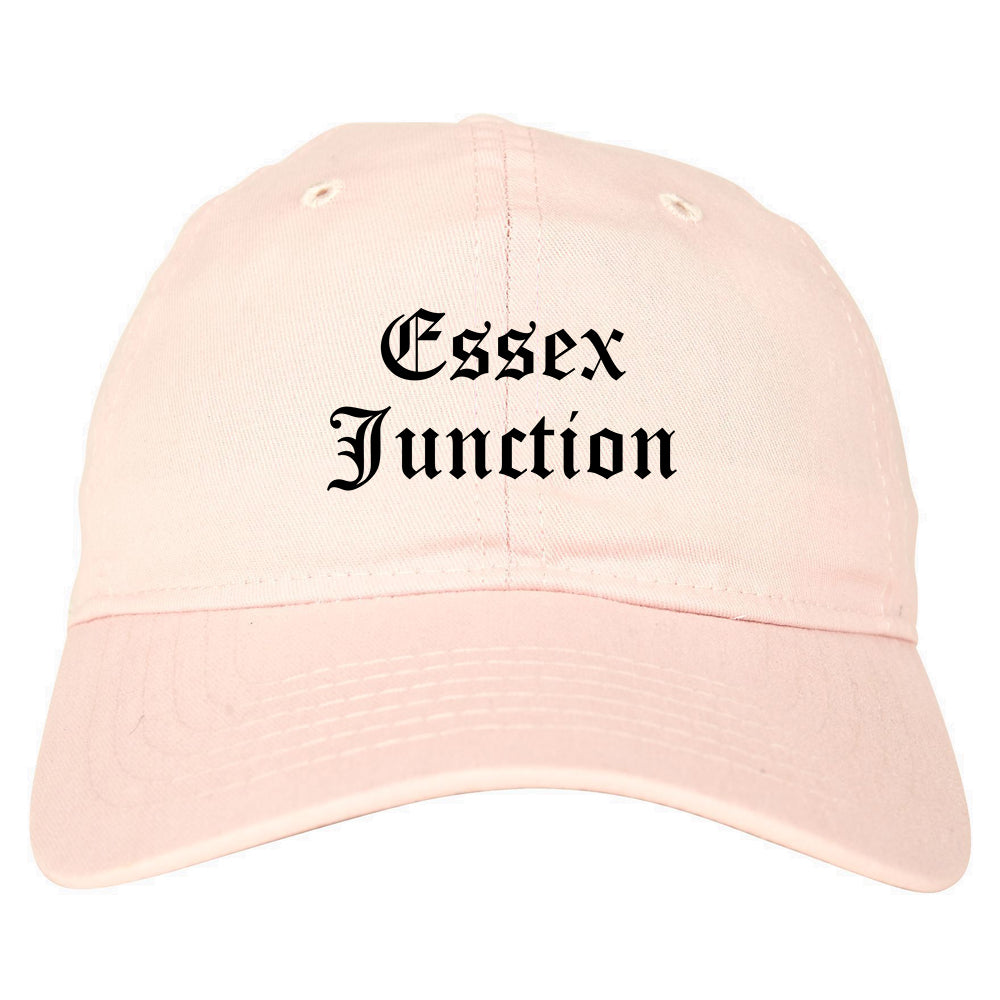 Essex Junction Vermont VT Old English Mens Dad Hat Baseball Cap Pink