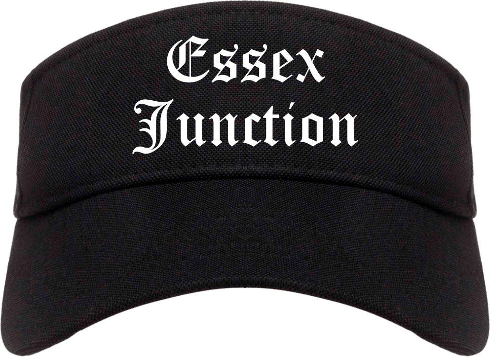Essex Junction Vermont VT Old English Mens Visor Cap Hat Black