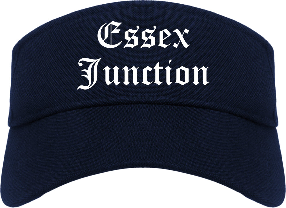 Essex Junction Vermont VT Old English Mens Visor Cap Hat Navy Blue