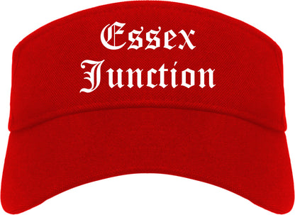 Essex Junction Vermont VT Old English Mens Visor Cap Hat Red