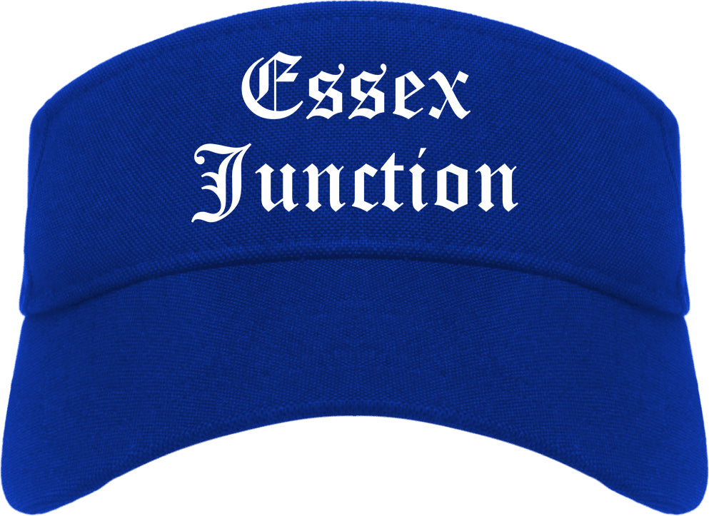 Essex Junction Vermont VT Old English Mens Visor Cap Hat Royal Blue