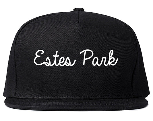 Estes Park Colorado CO Script Mens Snapback Hat Black