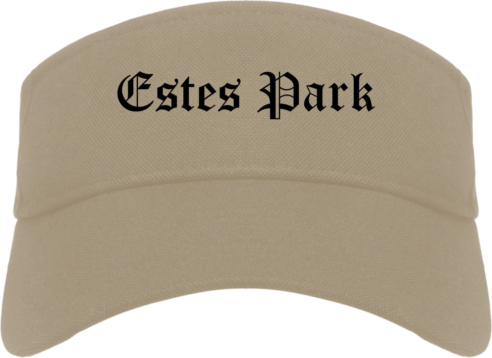 Estes Park Colorado CO Old English Mens Visor Cap Hat Khaki