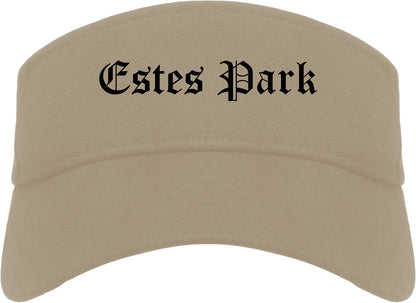 Estes Park Colorado CO Old English Mens Visor Cap Hat Khaki