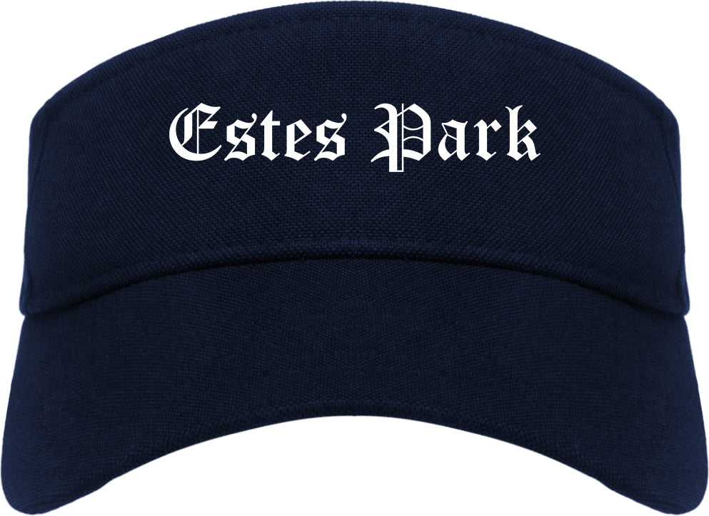 Estes Park Colorado CO Old English Mens Visor Cap Hat Navy Blue