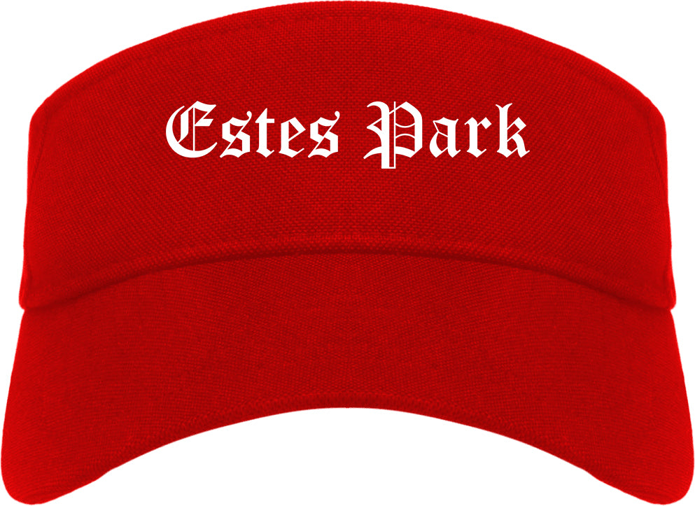 Estes Park Colorado CO Old English Mens Visor Cap Hat Red