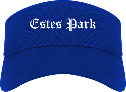 Estes Park Colorado CO Old English Mens Visor Cap Hat Royal Blue