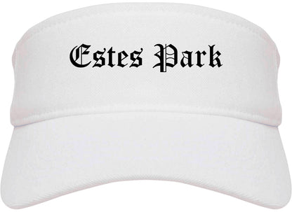 Estes Park Colorado CO Old English Mens Visor Cap Hat White