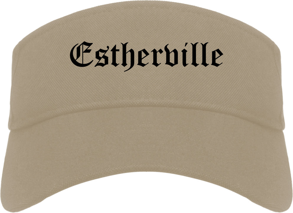 Estherville Iowa IA Old English Mens Visor Cap Hat Khaki
