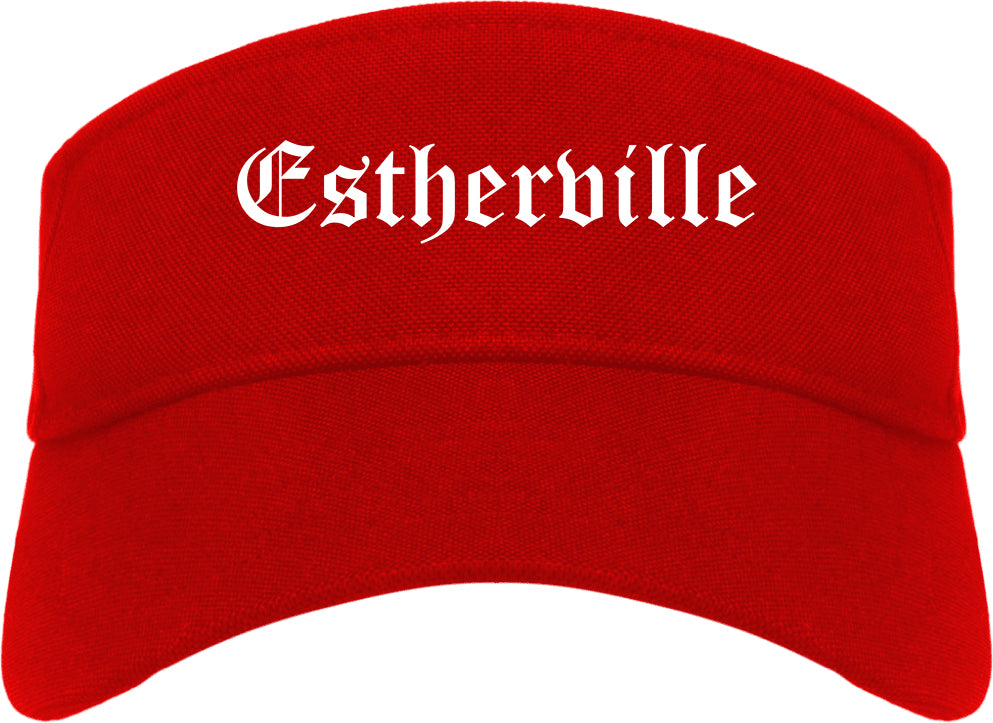 Estherville Iowa IA Old English Mens Visor Cap Hat Red