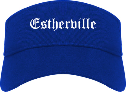 Estherville Iowa IA Old English Mens Visor Cap Hat Royal Blue