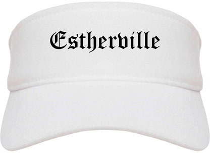 Estherville Iowa IA Old English Mens Visor Cap Hat White