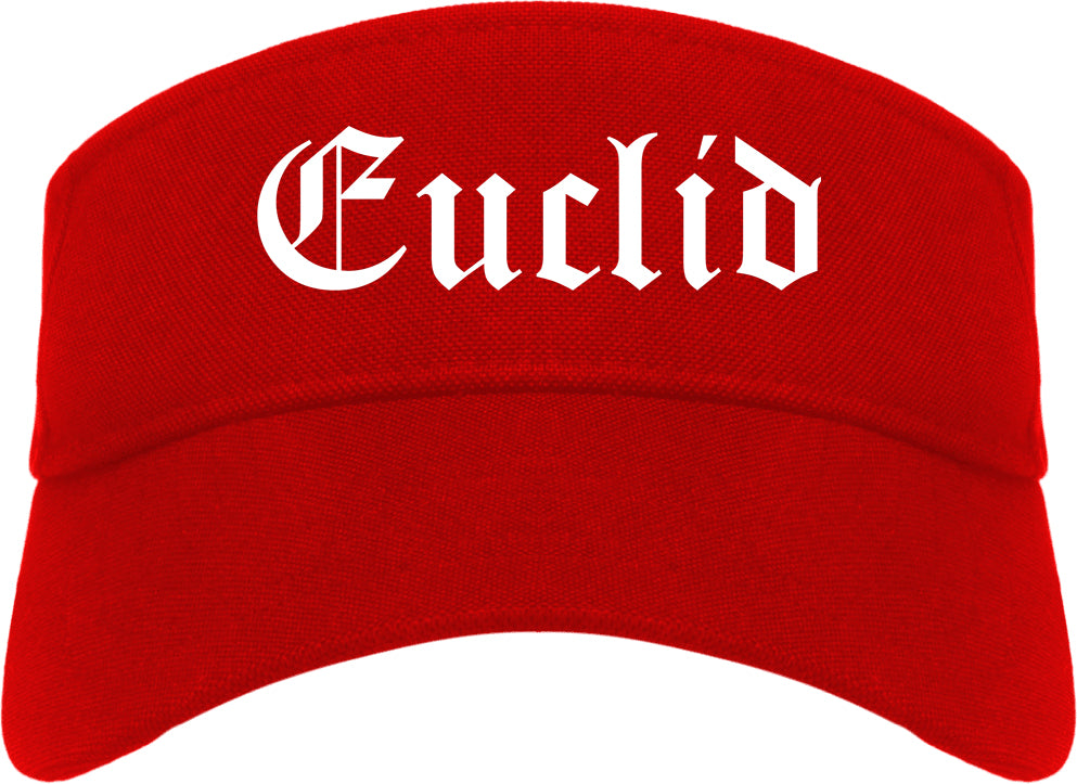Euclid Ohio OH Old English Mens Visor Cap Hat Red