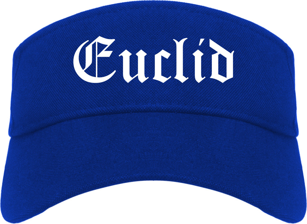 Euclid Ohio OH Old English Mens Visor Cap Hat Royal Blue