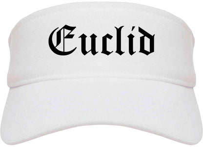 Euclid Ohio OH Old English Mens Visor Cap Hat White