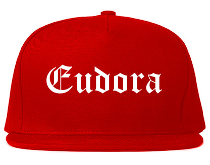 Eudora Kansas KS Old English Mens Snapback Hat Red