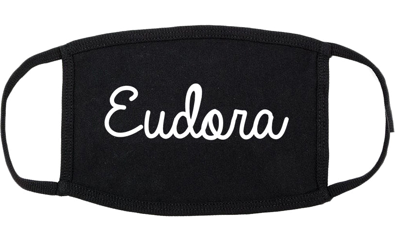 Eudora Kansas KS Script Cotton Face Mask Black