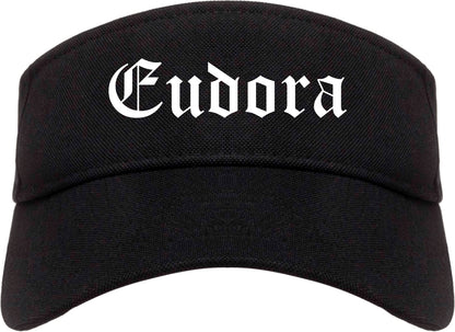 Eudora Kansas KS Old English Mens Visor Cap Hat Black