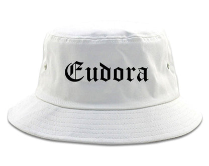 Eudora Kansas KS Old English Mens Bucket Hat White