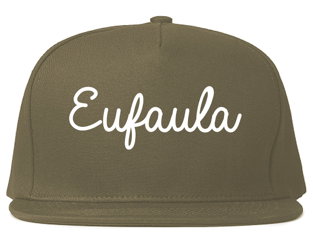Eufaula Alabama AL Script Mens Snapback Hat Grey
